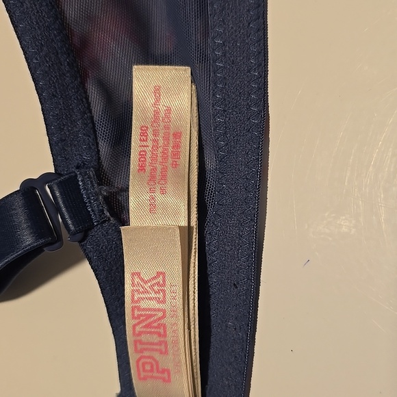 PINK Victoria's Secret Dark Blue Floral Bra 36 DD - Picture 4 of 4